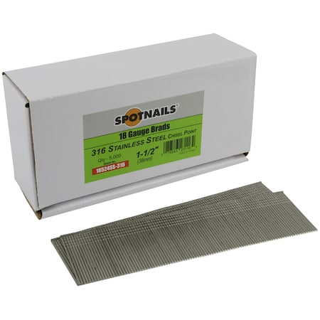 Spotnails Collated Brad Nail, 18 ga, Hot Dipped Galvanized, Brad Head 18524SS-316